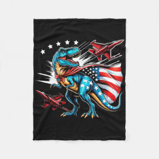Cobertor De Velo Amerisauro T-rex Menina Patriótica 4 de julho