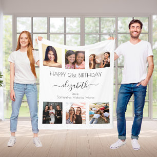 Cobertor De Velo Amigos brancos negros de colagem de fotos personal