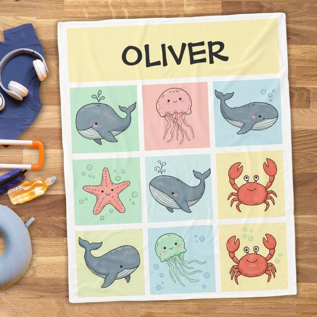 Cobertor De Velo Amigos Caprichosos do Oceano Desenhos (Criador carregado)