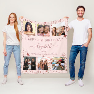Cobertor De Velo Amigos de rosa dourado com fotografia personalizad