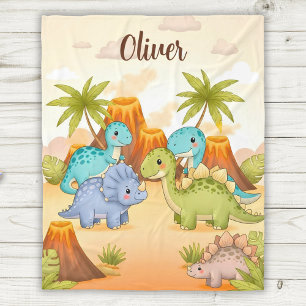 Cobertor De Velo Amigos Dinossauros de Desenho Animado Fofos
