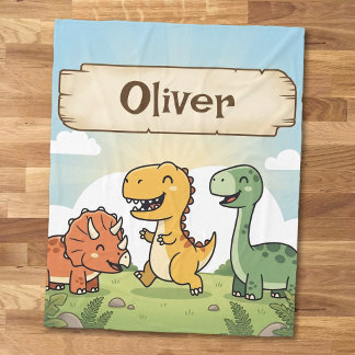 Cobertor De Velo Amigos Dinossauros de Desenho Animado Fofos