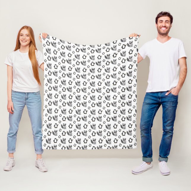 Cobertor De Velo Amigos Fofos de Pinguim Guaxinim Animais (In Situ)