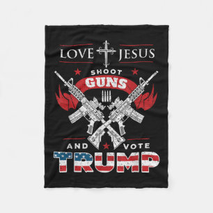 Cobertor De Velo Amo Jesus. Atire em Armas. E Vote Trump 2020 Flag