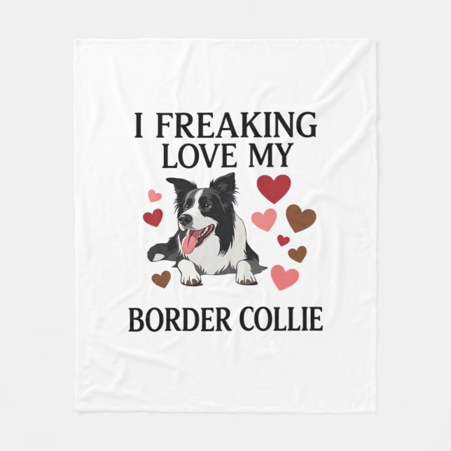 Cobertor De Velo Amo Muito Border Collie Corações_1 (Frente)