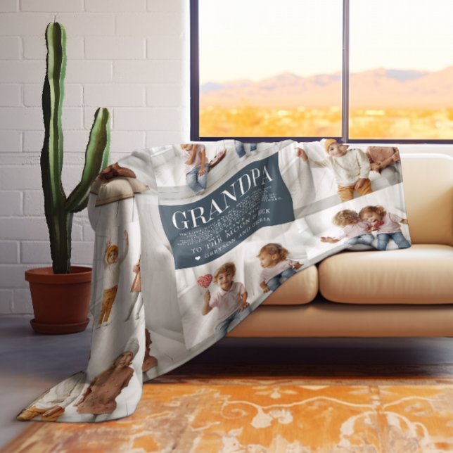 Cobertor De Velo Amo Seu Avô | Colagem de Fotografias de Mensagens  (Criador carregado)