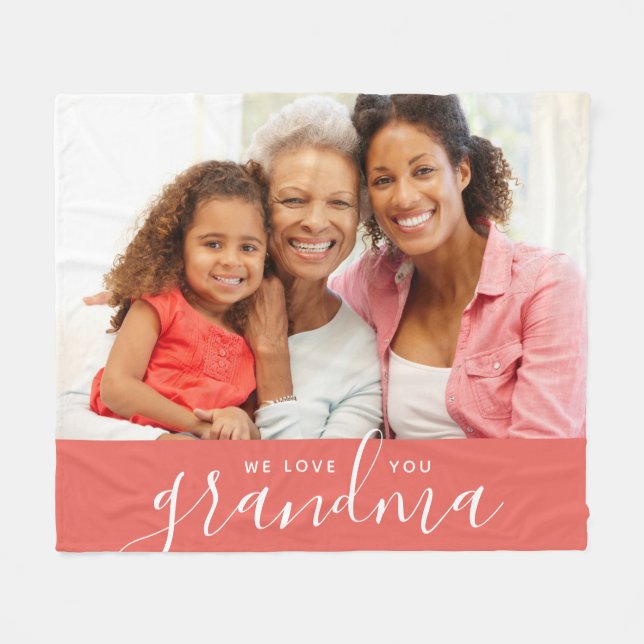 Cobertor De Velo Amo-Te, Avó, Dia de as mães Personalizado De Fotog (Frente (Horizontal))