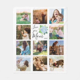 Cobertor De Velo Amo-Te Mãe Família Foto Collage Hydrangea Floral