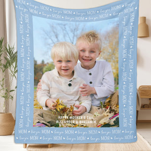 Cobertor De Velo Amo-te, MÃE Personalizada Foto Moderna