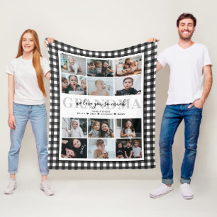 Cobertor De Velo Amo-Te Vovó Texto Personalizado 12-Foto Gingham
