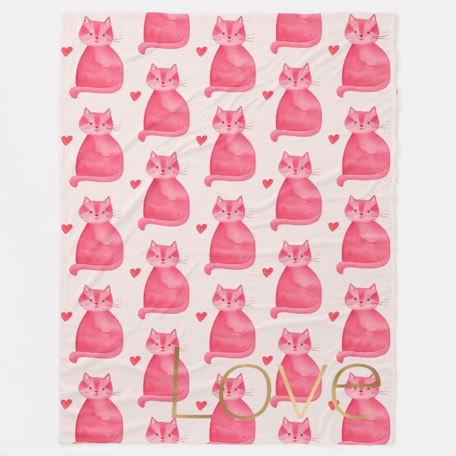 Cobertor De Velo Amor Dourado Coração Rosa Bonito (Frente)