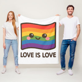 Cobertor De Velo Amor é Amor - Design do Arco-Íris Kawaii