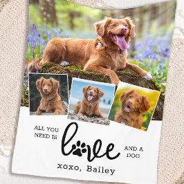 Cobertor De Velo AMOR e uma colagem personalizada de 4 fotos do DOG
