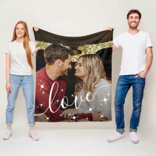 Cobertor De Velo Amor em White Script com Foto Personalizada do Spa