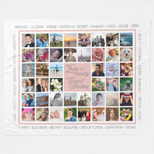 Cobertor De Velo Amor Familiar  Colagem de Fotografias Personalizad
