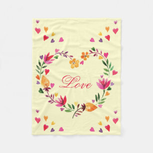 Cobertor De Velo Amor floral da grinalda do coração da aguarela