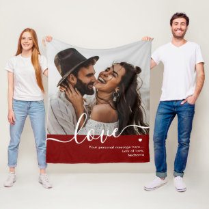 Cobertor De Velo 'Amor' Foto com Letra Elegante e Mensagem Pessoal