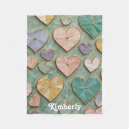 Cobertor De Velo Amor Mosaico: Corações Pastel
