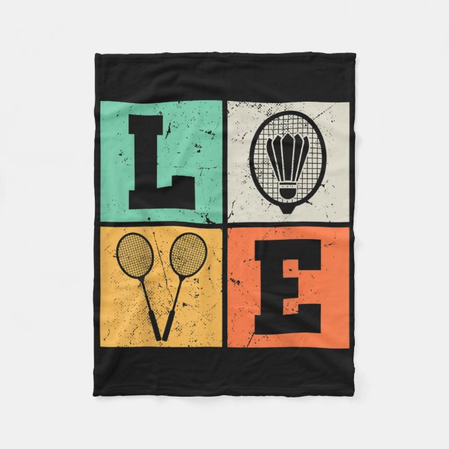Cobertor De Velo Amor Retro Amante de Badminton  (Frente)