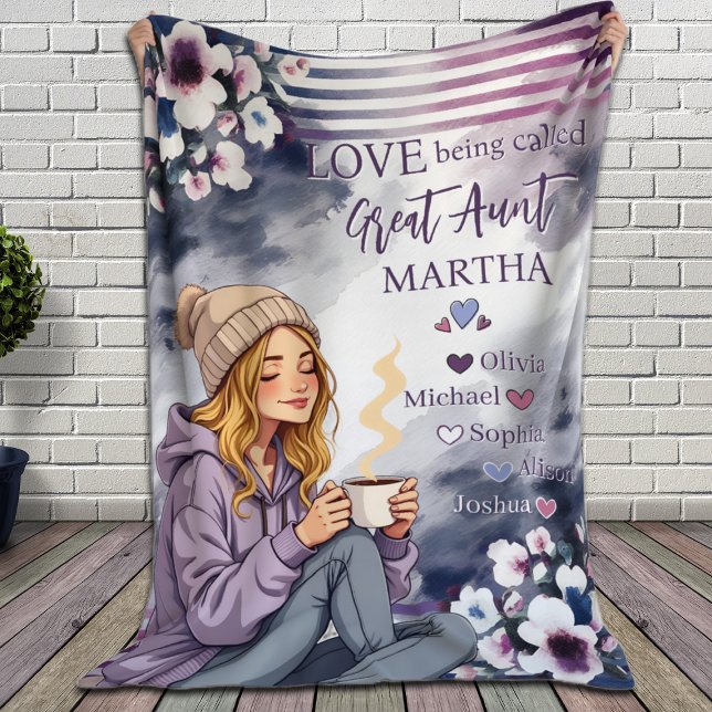 Cobertor De Velo Amor sendo Chamado Tia Excelente Niece e Sobrinhos (Love Being Called Great Aunt Niece and Nephews Fleece Blanket)