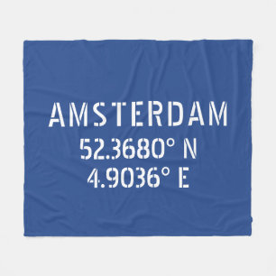 Cobertor De Velo Amsterdã Latitude Longitude Azul