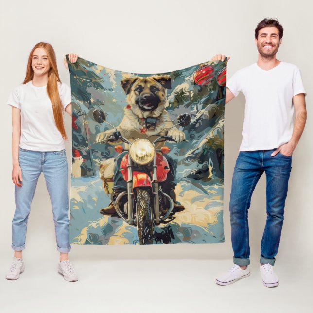 Cobertor De Velo Anatolian Shepherd Dog Riding Christmas (In Situ)