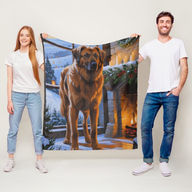 Cobertor De Velo Anatolian Shepherd With Christmas Lights Holiday (In Situ)