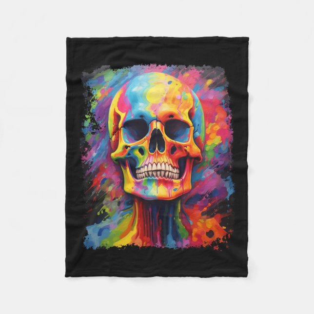 Cobertor De Velo Anatomia de Esqueleto Arco-íris Assustador Hallowe (Frente)