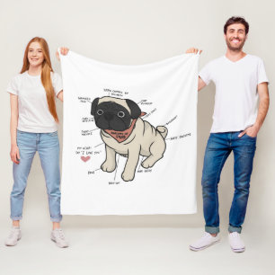 Cobertor De Velo Anatomia Do Gráfico De Cães Pug
