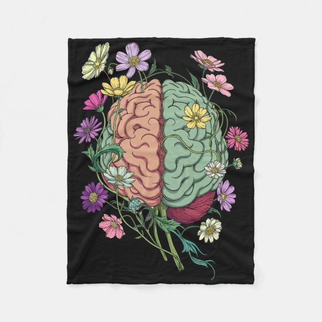 Cobertor De Velo Anatomia Flores Cerebrais Florais Saúde Mental Psi (Frente)