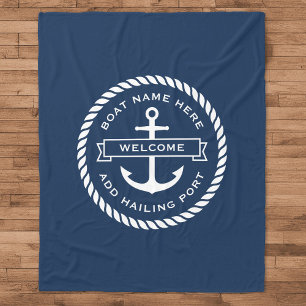 Cobertor De Velo Anchor and rope boat name hailing port welcome