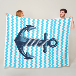 Cobertor De Velo Âncora azul com ondas azuis