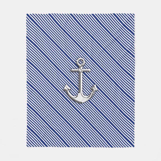 Cobertor De Velo Âncora cromo em Impressão de faixas azuis Marinhos (Frente)
