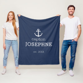 Cobertor De Velo Âncora Náutica Azul Marinho Legenda Personalizada