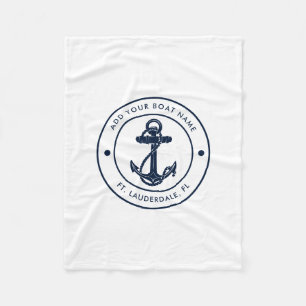 Cobertor De Velo Âncora Náutica Nome do Barco Marinha Azul Swag Náu