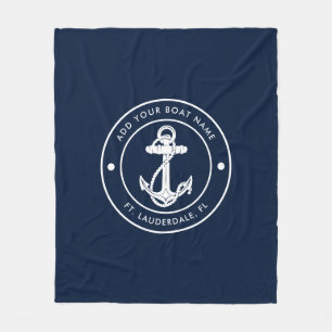 Cobertor De Velo Âncora Náutica Personalizada Nome do Barco Azul Ma