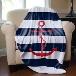 Cobertor De Velo Âncora Vermelha em faixas azuis
