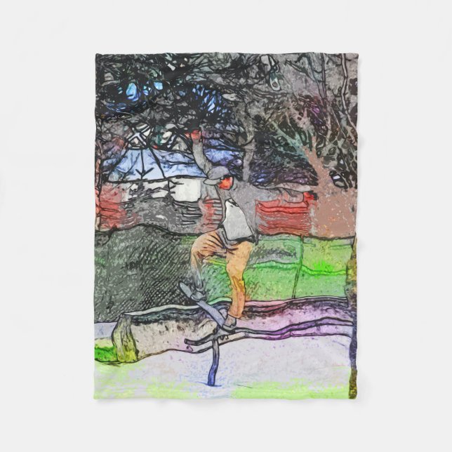 Cobertor De Velo Andando pelos trilhos - Design do skateboarder do  (Frente)