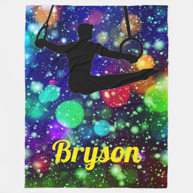 Cobertor De Velo Anéis de ginástica de Meninos Personalizados (Frente)