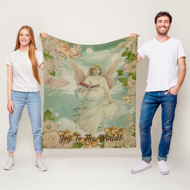 Cobertor De Velo Angel Christmas Bells Joy to the World Personalize (In Situ)