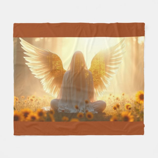Cobertor De Velo Angel in the sunflowers at sunset (Frente (Horizontal))