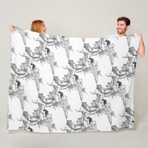 Cobertor De Velo Angel Postcard Fleece Blanket