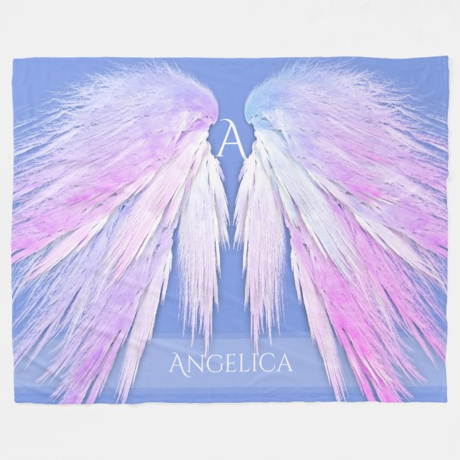 Cobertor De Velo ANGEL WINGS Monograma Sonho Cor-de-rosa Azul (Frente (Horizontal))