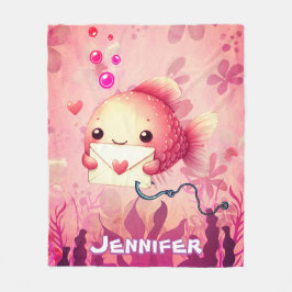 Cobertor De Velo Animação branca, rosa-branca, de peixe-dourado, pe