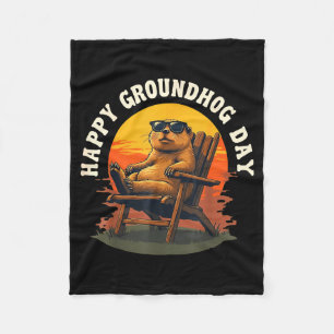 Cobertor De Velo Animação Vintage do Dia do Ground Hog Feliz Pôr do