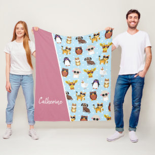 Cobertor De Velo Animais Caçados em Óculos de sol com nome