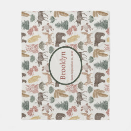 Cobertor De Velo Animais Da Floresta - Ursos Rústicos, Raposas, Cor