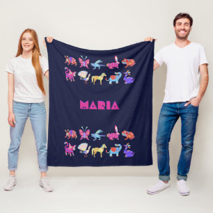 Cobertor De Velo Animais de Arte Mexicanos Abertos de Alebrije Pers