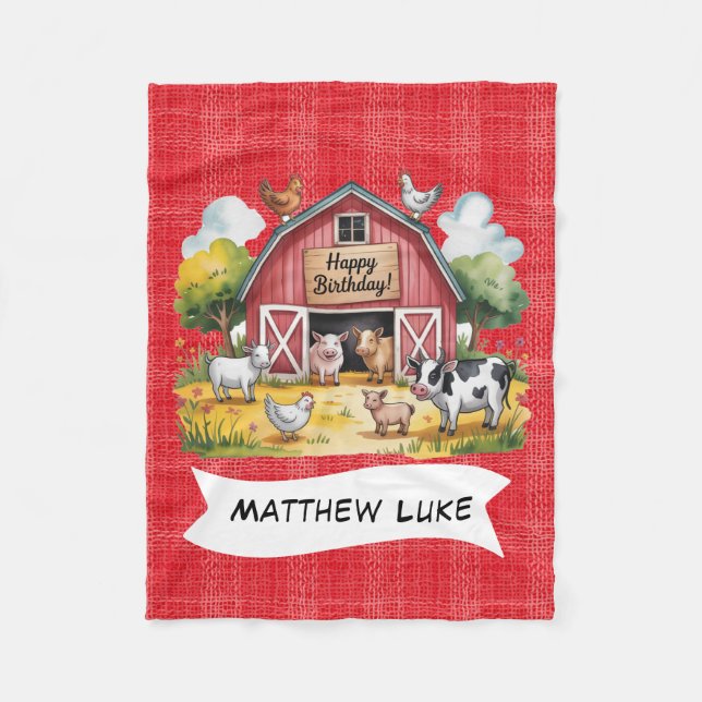 Cobertor De Velo Animais de Barnyard 1rua. Presente de festa de ani (Frente)