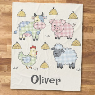 Cobertor De Velo Animais de Fazenda em Patchwork Fofos